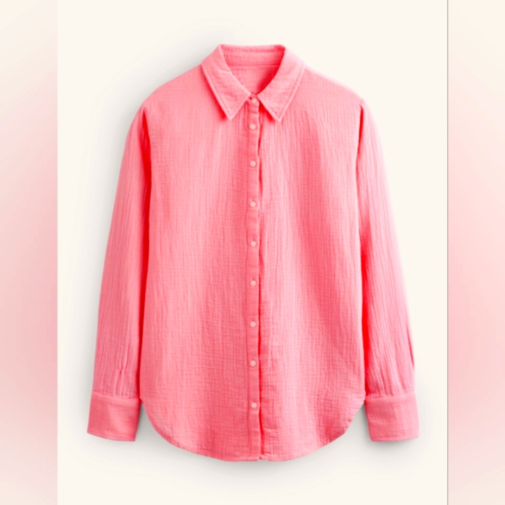 Boden 100% Cotton Textured Shirt - Bright Coral - Size 8 US (12 UK)